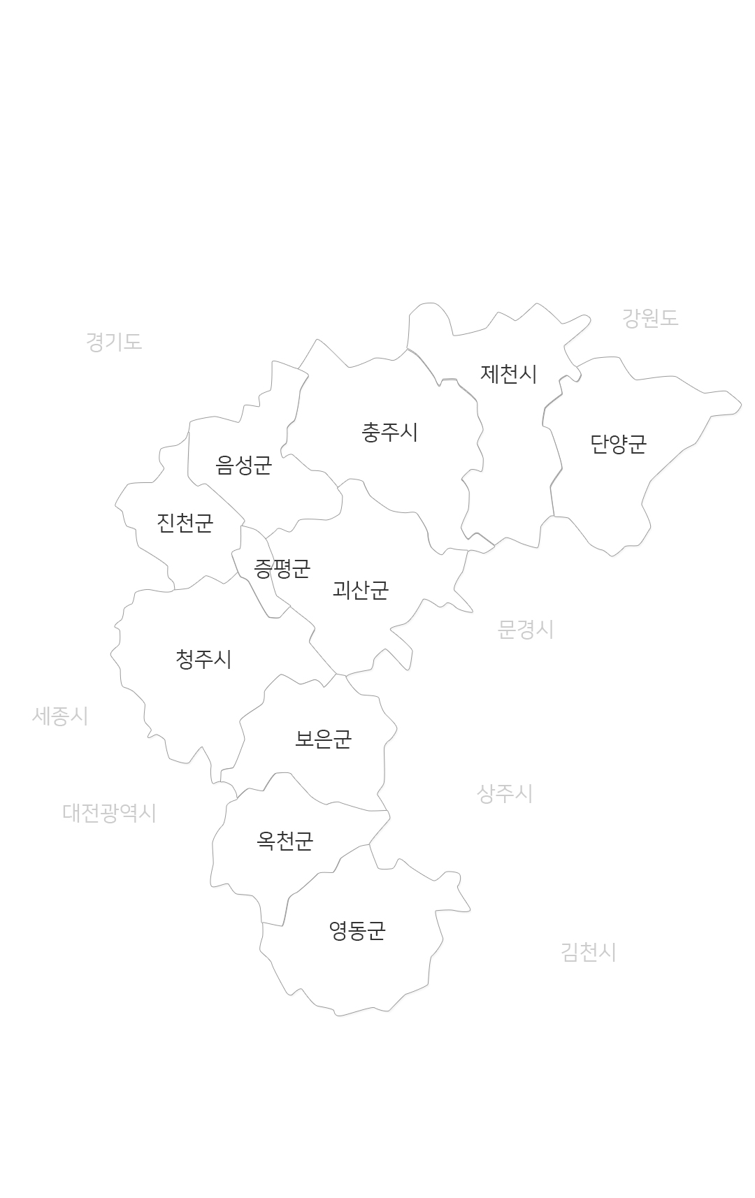 충청북도지역 지도